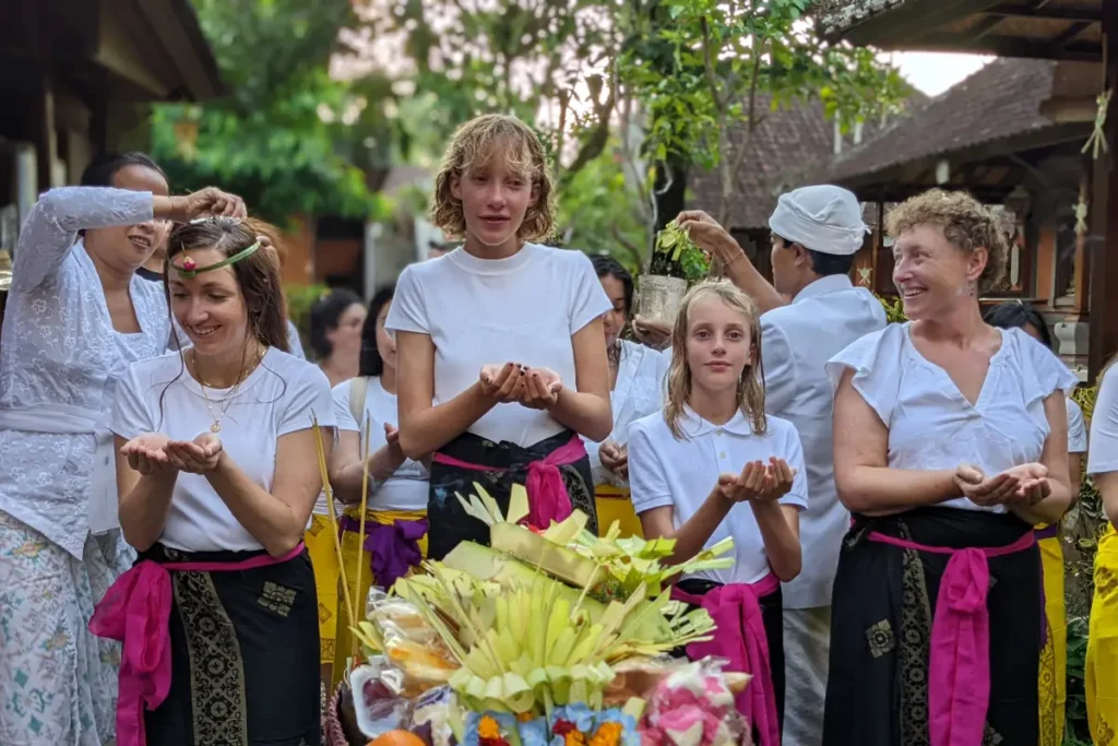 Travel group participating in Upanayana Ceremoy