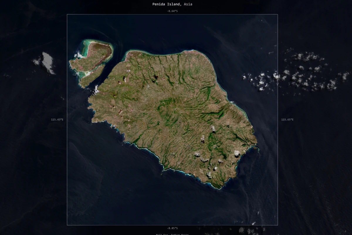 Penida islands from statelite view