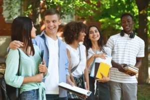 Multicultural university students participating in an international study program