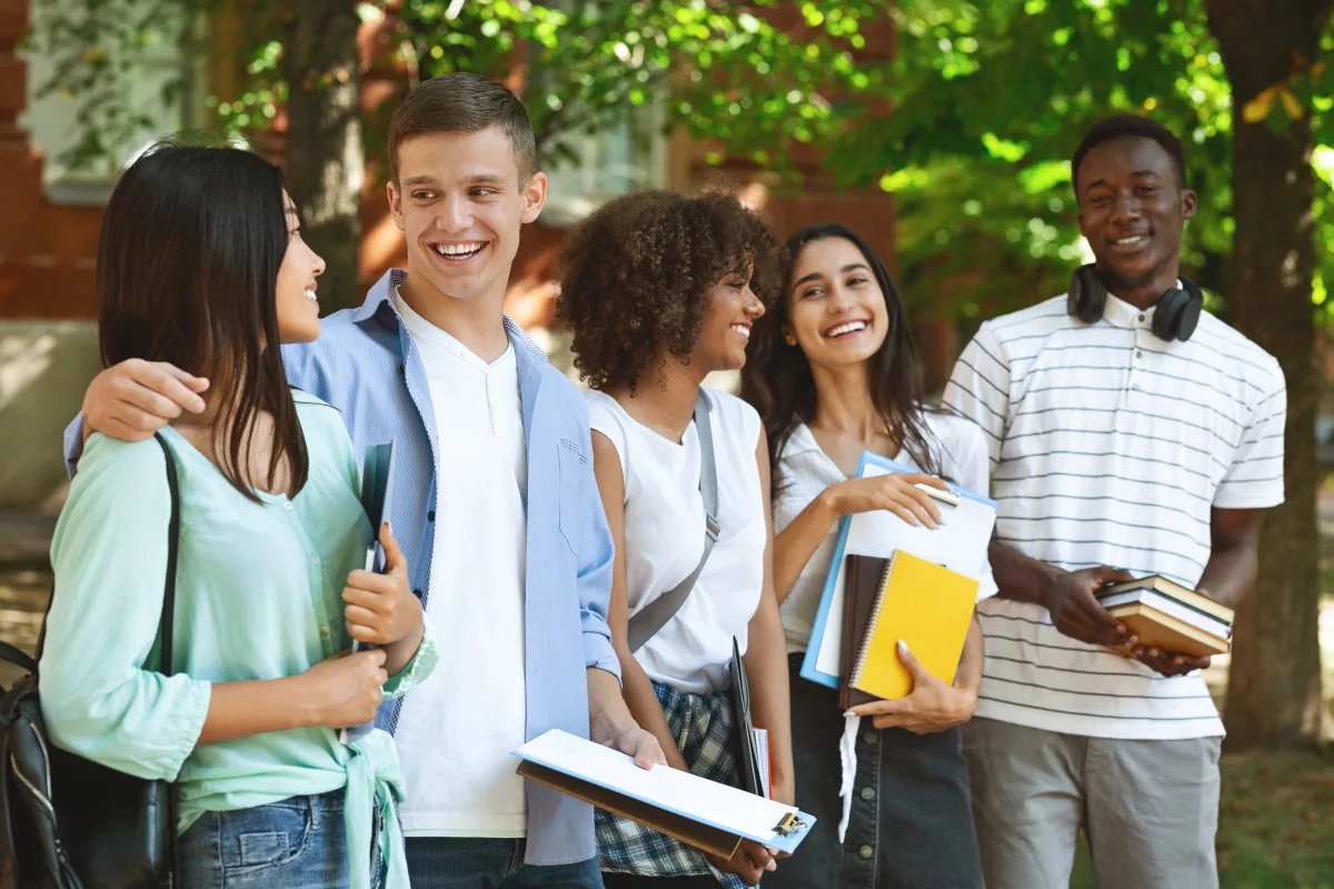 Multicultural university students participating in an international study program