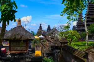 Traditional Balinese temple architecture at Pura Besakih in Bali