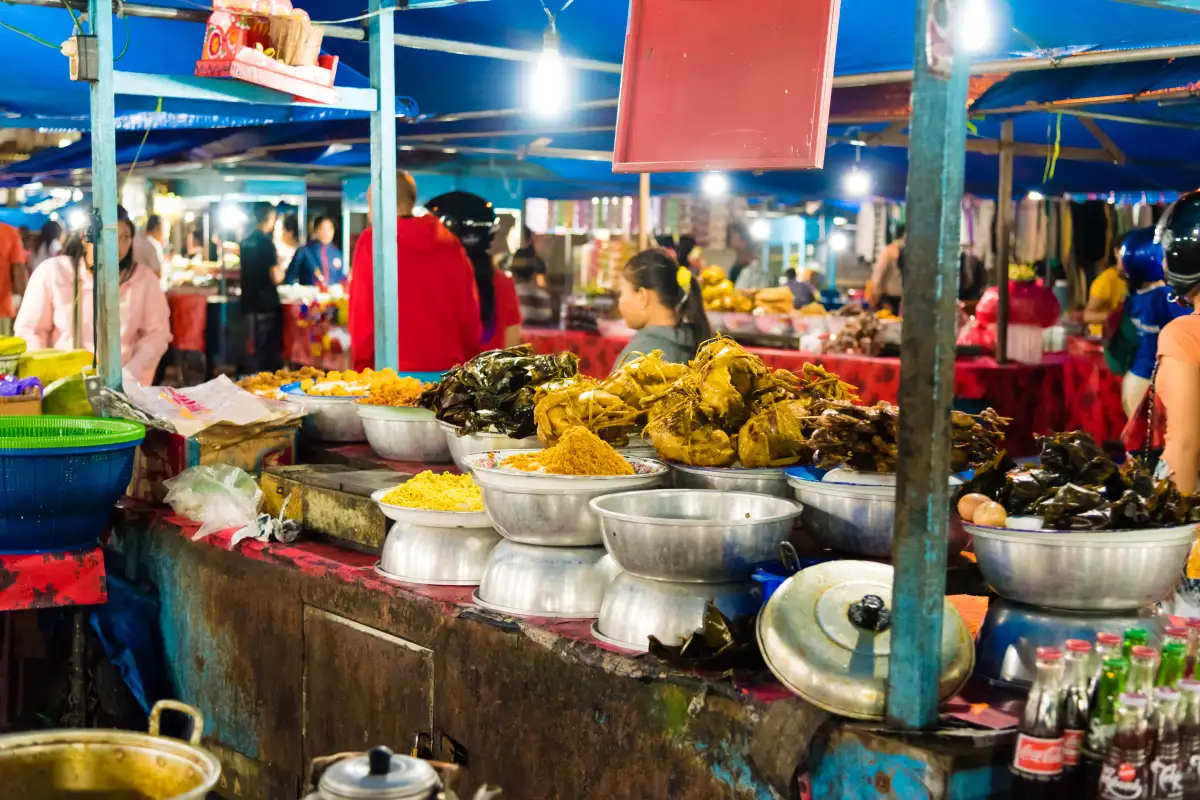 Local market in Bali with everyday food and community activity